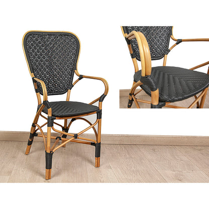 Armchair Romimex Black Natural Bamboo Rattan 52 x 103 x 59 cm