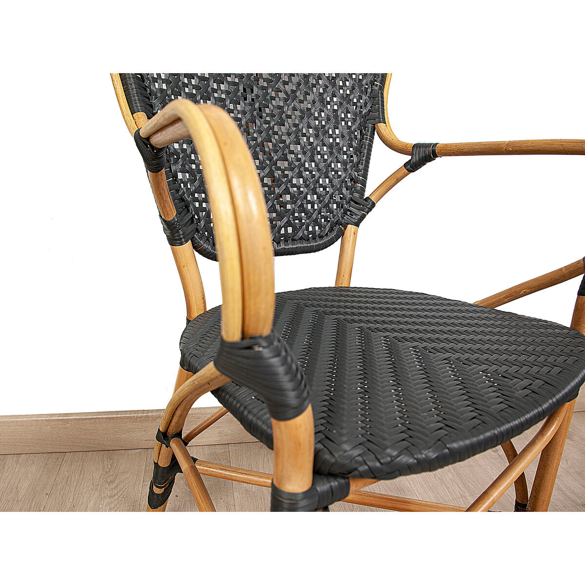 Armchair Romimex Black Natural Bamboo Rattan 52 x 103 x 59 cm