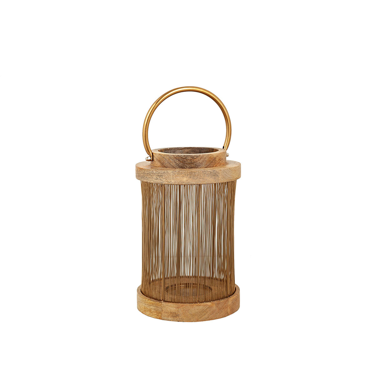 Lantern Romimex Brown Golden Wood Metal 17 x 26 x 17 cm Romimex