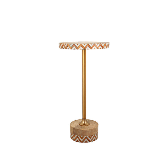 Side table Romimex Brown Golden Wood Metal 25 x 50 x 25 cm