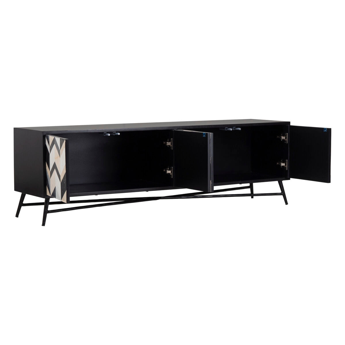 TV furniture Romimex Brown Black Golden 40 x 50 x 160 cm Romimex