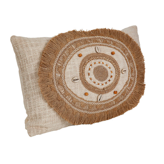 Cushion Romimex Beige Cream Shells 30 x 8 x 50 cm Embroidery Romimex