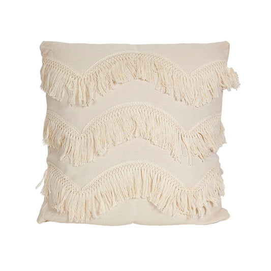 Cushion Romimex White With tassles 45 x 10 x 45 cm