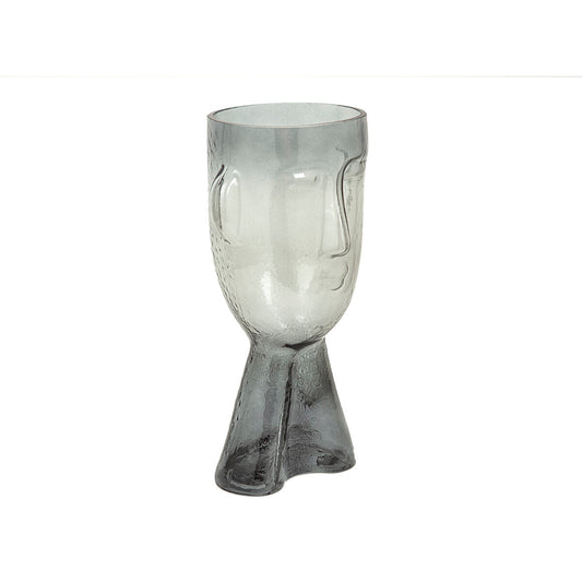 Vase Romimex Grey Glass Face 16 x 32 x 16 cm