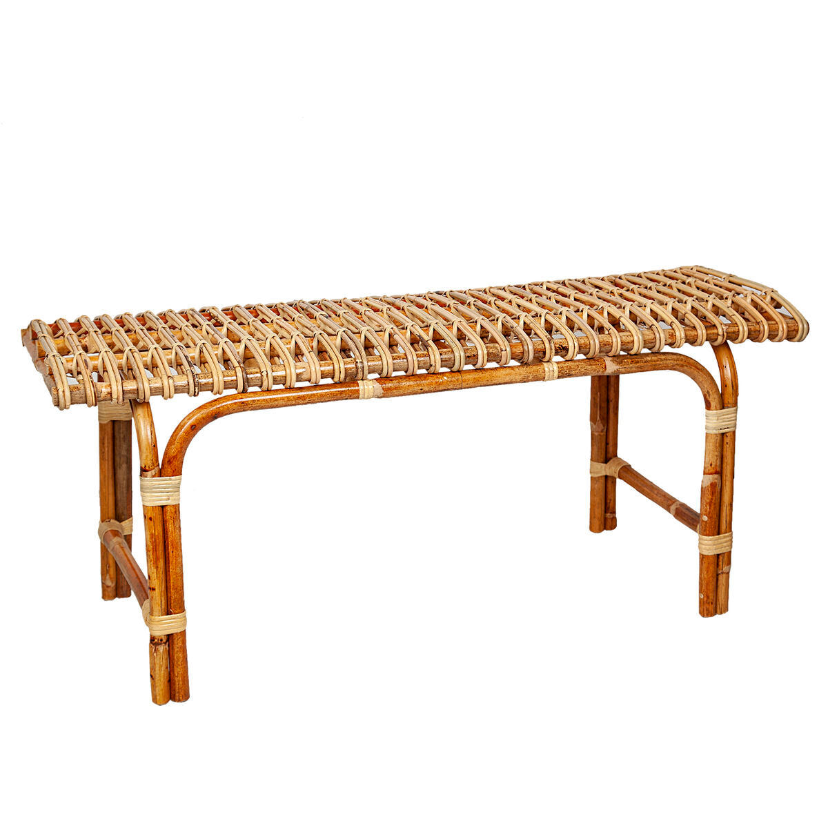 Bench Romimex Natural Rattan 110 x 50 x 40 cm