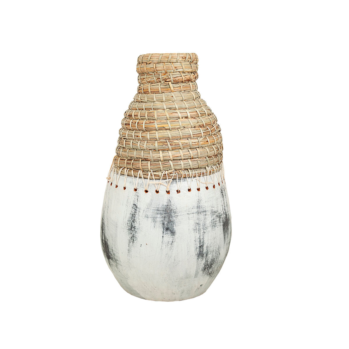 Vase Alexandra House Living White Beige Ceramic Rattan 25 x 60 x 25 cm Alexandra House Living