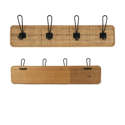 Wall mounted coat hanger Romimex Natural Wood 60 x 8 x 13 cm