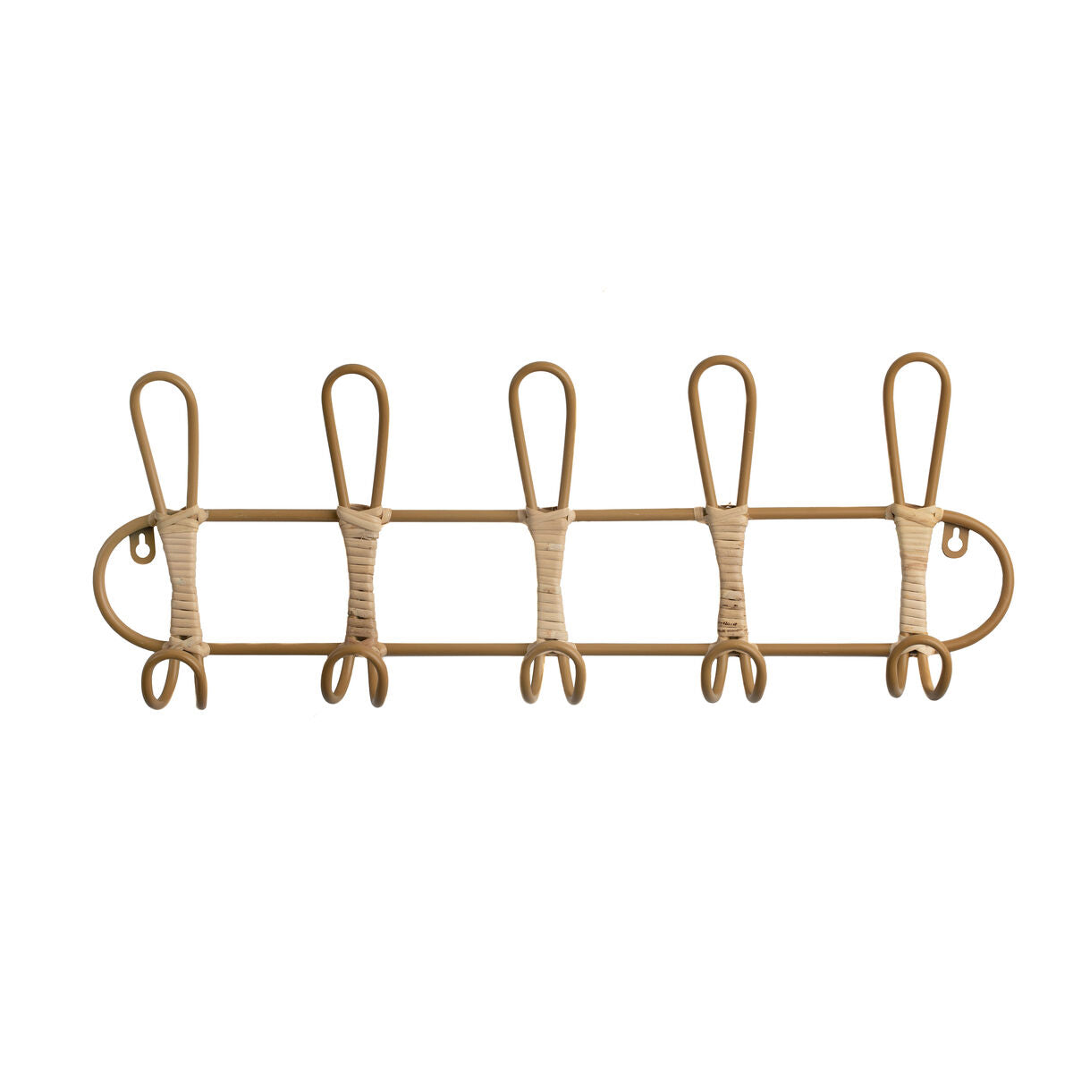 Wall mounted coat hanger Romimex Natural wicker 61 x 21 x 8 cm