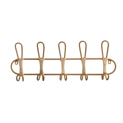 Wall mounted coat hanger Romimex Natural wicker 61 x 21 x 8 cm