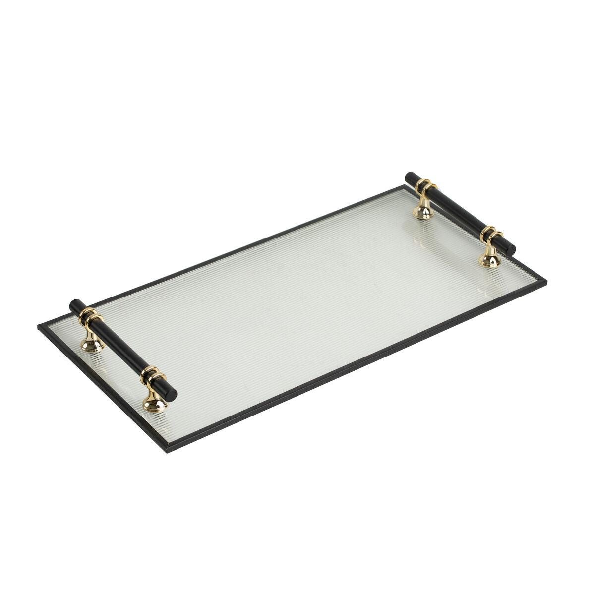 Tray Romimex Transparent Golden Metal Glass 40 x 4 x 20 cm Romimex