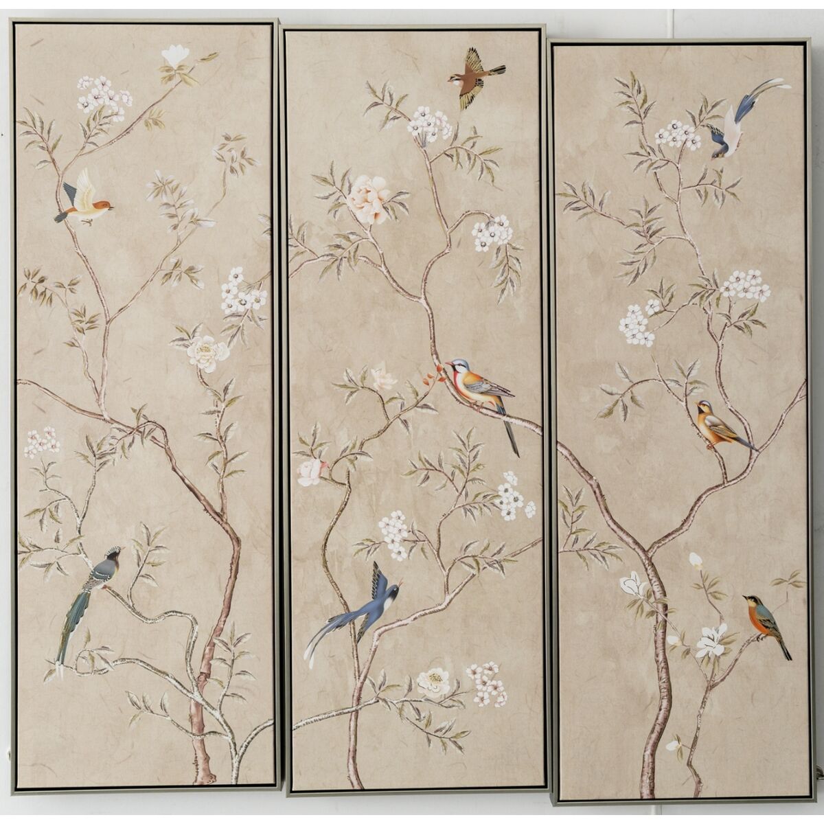 Set of 3 pictures Romimex polystyrene Canvas Birds 123 x 123 x 5 cm Romimex