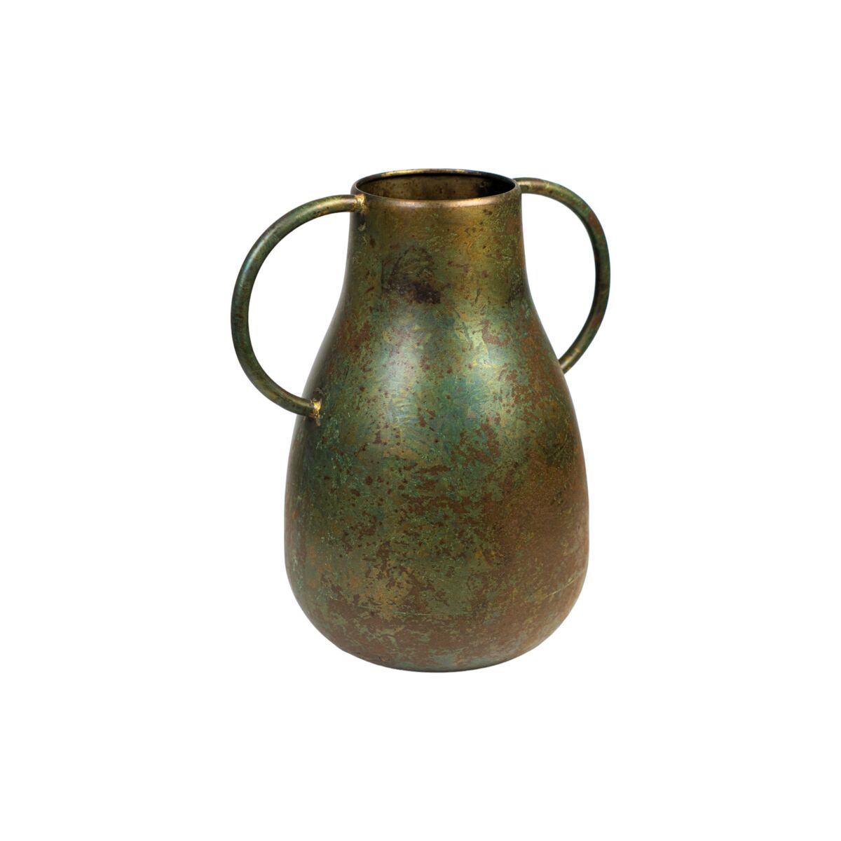 Vase Romimex Antique Brown Metal 25 x 26 x 17 cm With handles Romimex