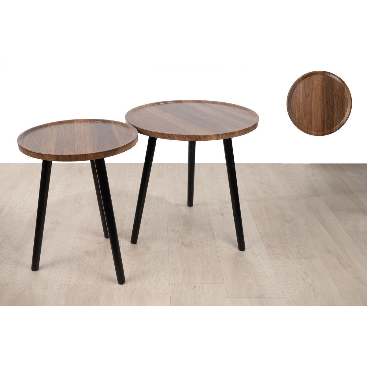 Tables set Romimex Brown Black Wood Metal 2 Pieces Romimex