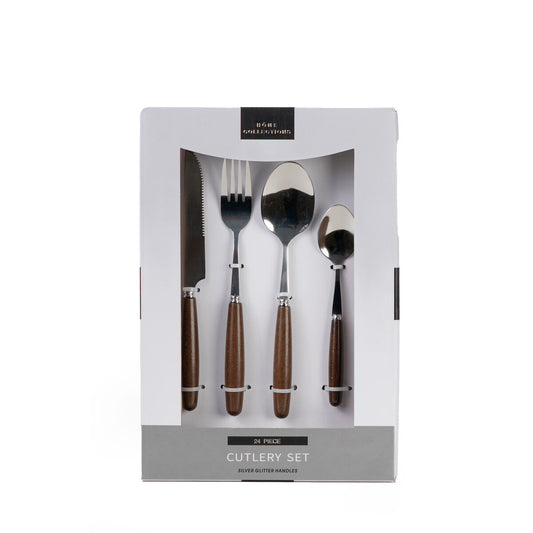 Cutlery set Romimex Silver Metal 28 x 7 x 19 cm 24 Pieces