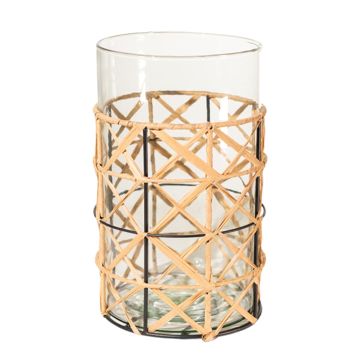 Candleholder Romimex Brown Transparent Jute Glass 16 x 26 x 16 cm Romimex