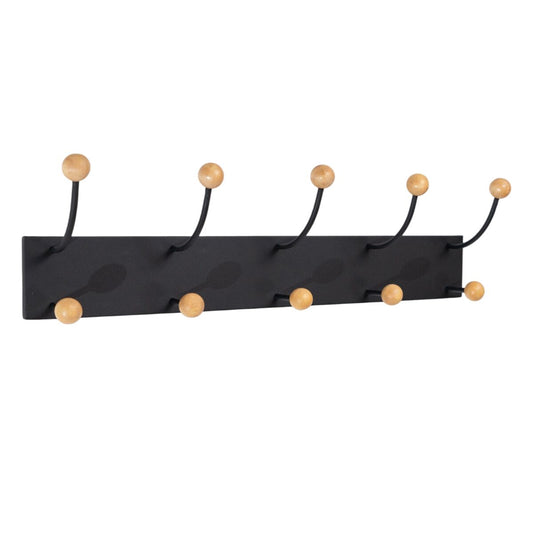 Wall mounted coat hanger Romimex Black Metal Pine 66 x 19 x 13 cm