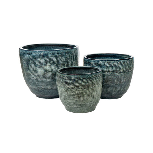 Set of Planters Romimex Blue Porcelain (3 Pieces) Romimex