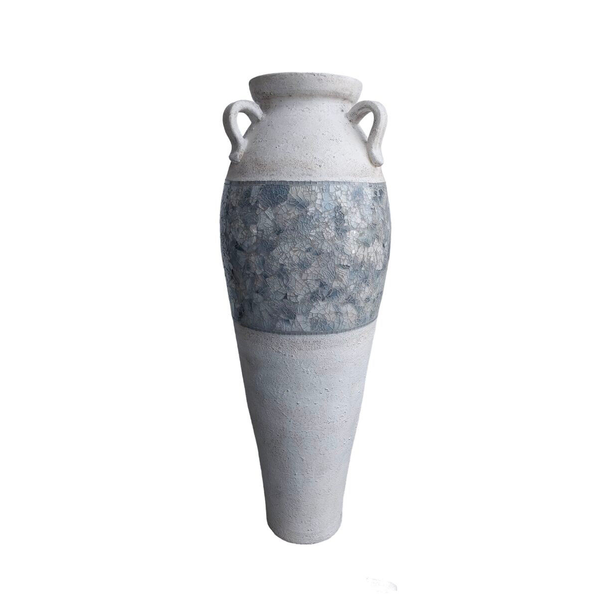 Floor vase Romimex White Grey Terracotta 34 x 100 x 34 cm With handles Romimex