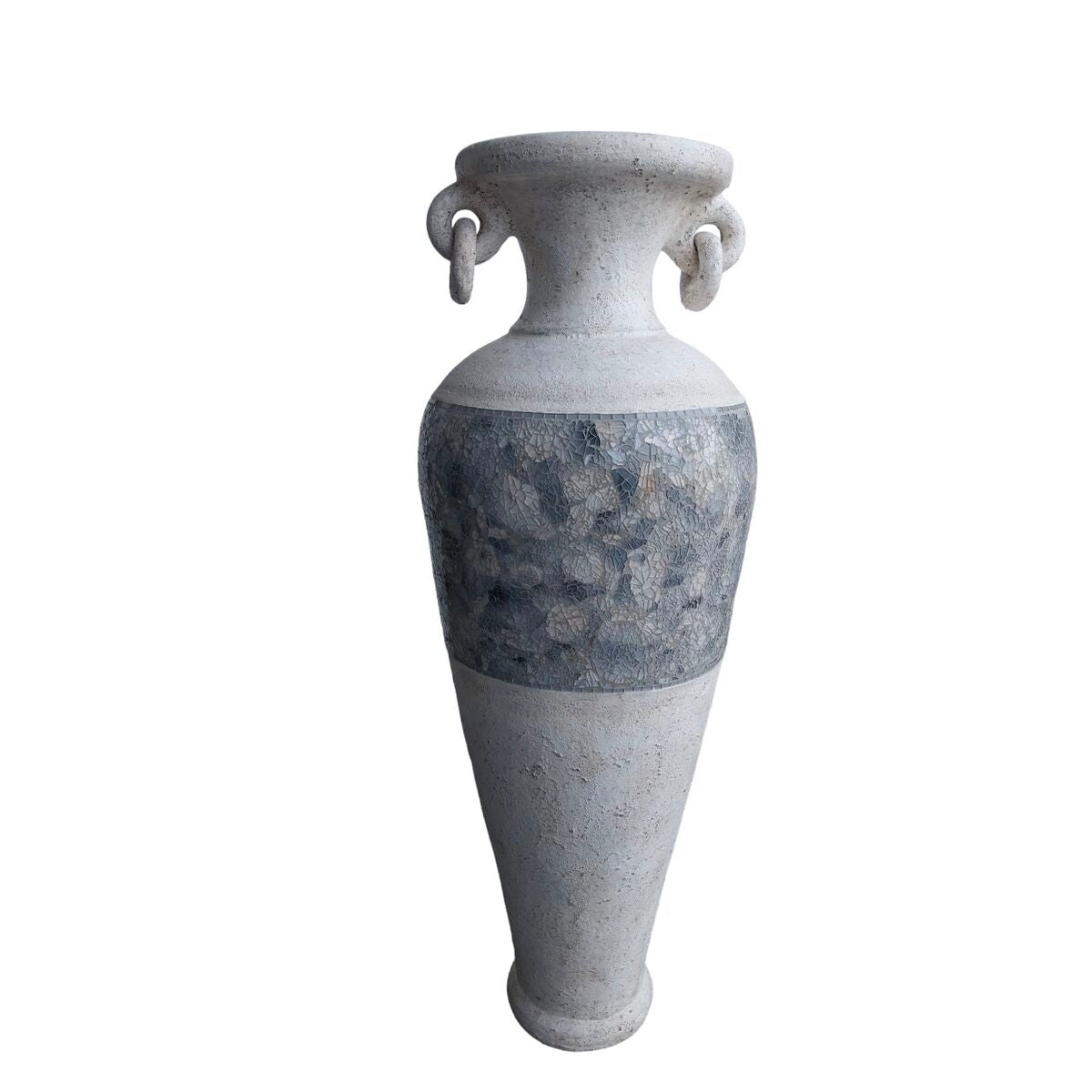 Floor vase Romimex White Grey Terracotta 34 x 100 x 34 cm With handles Romimex