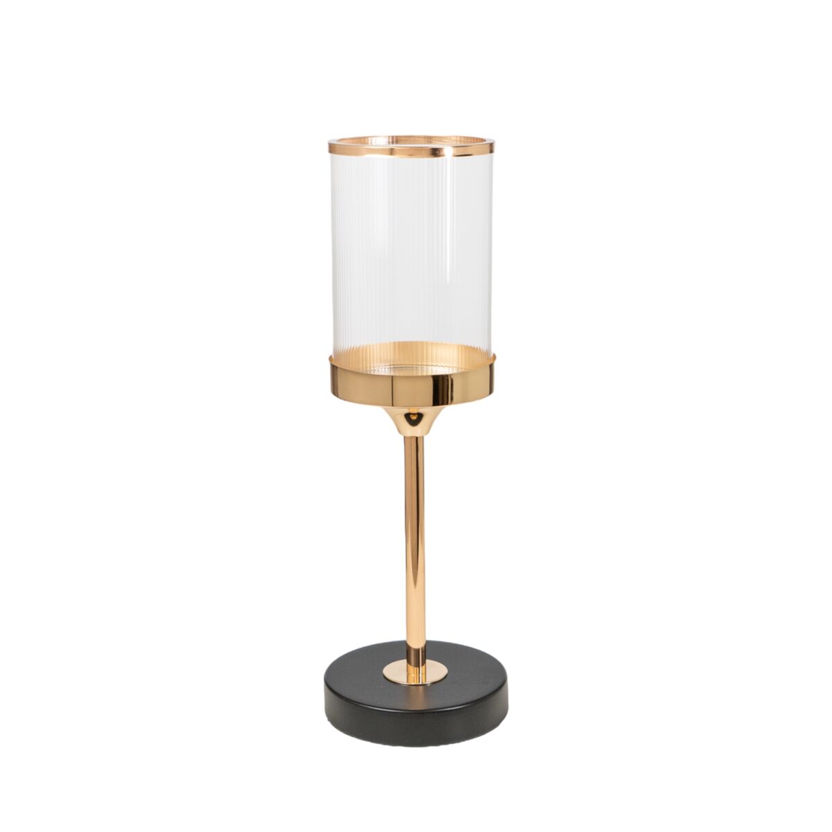 Candleholder Romimex Golden Metal Glass 10 x 37 x 10 cm Romimex