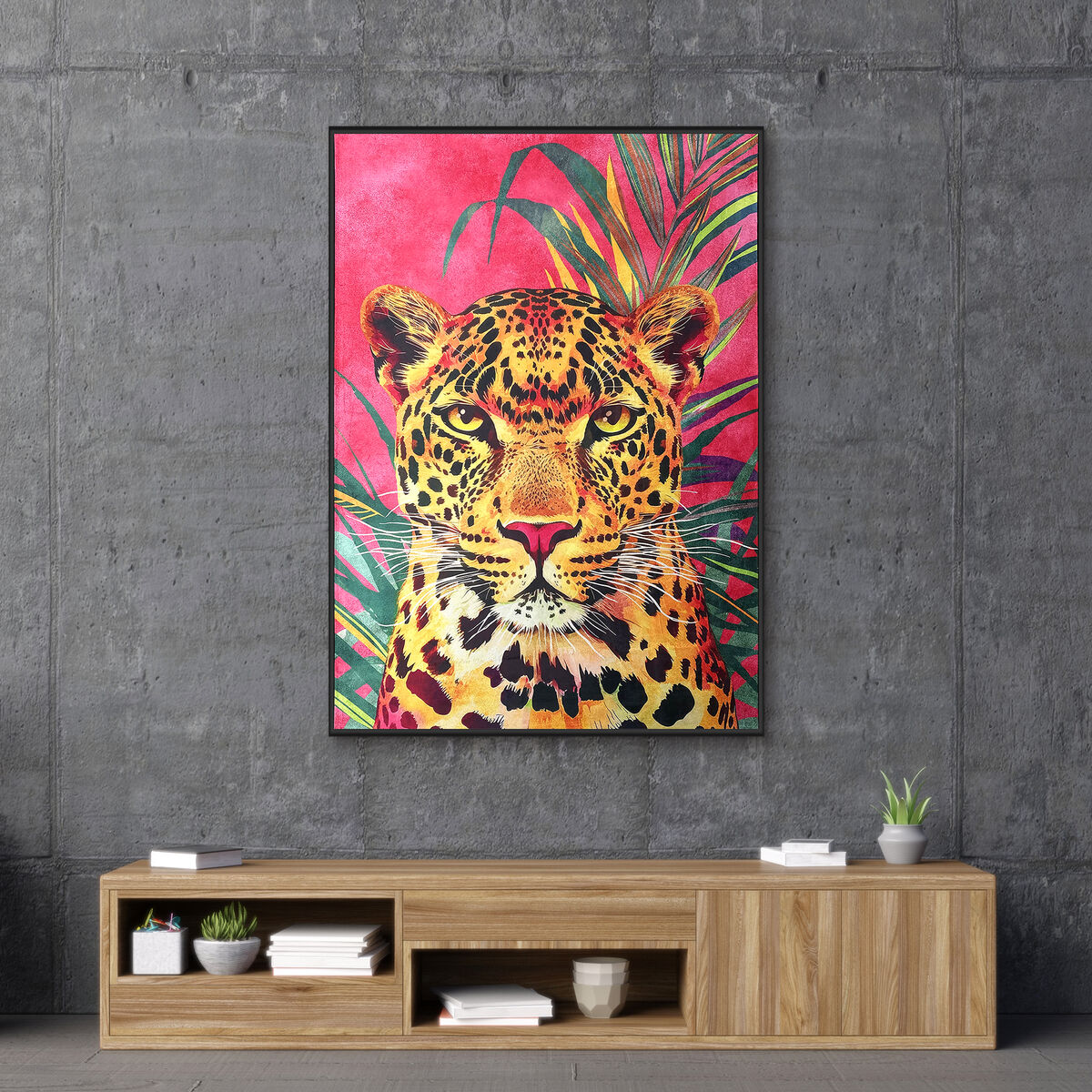 Painting Romimex Velvet MDF Wood Leopard 103 x 143 x 4 cm Romimex