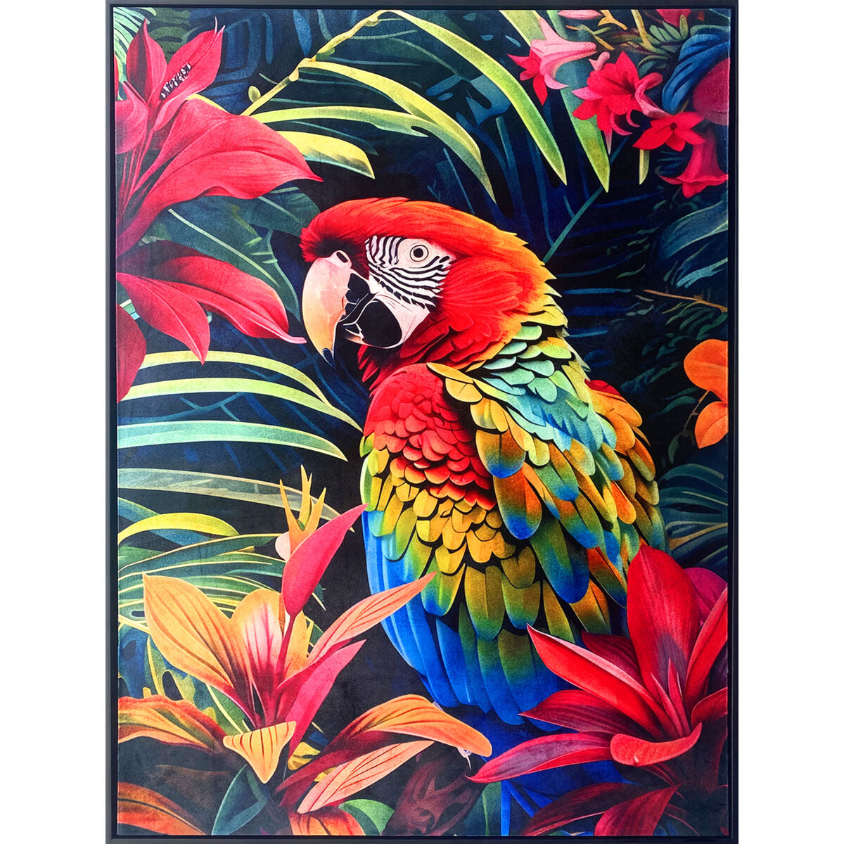 Painting Romimex Velvet MDF Wood Parrot 83 x 123 x 4 cm Romimex