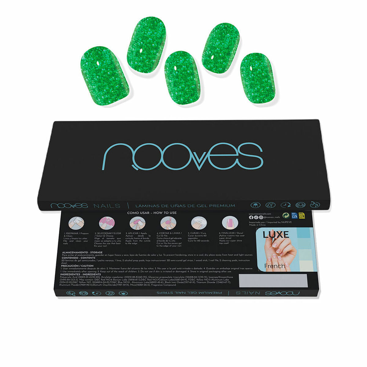 Gel Nail Foils Nooves Glitter green (20 Units)