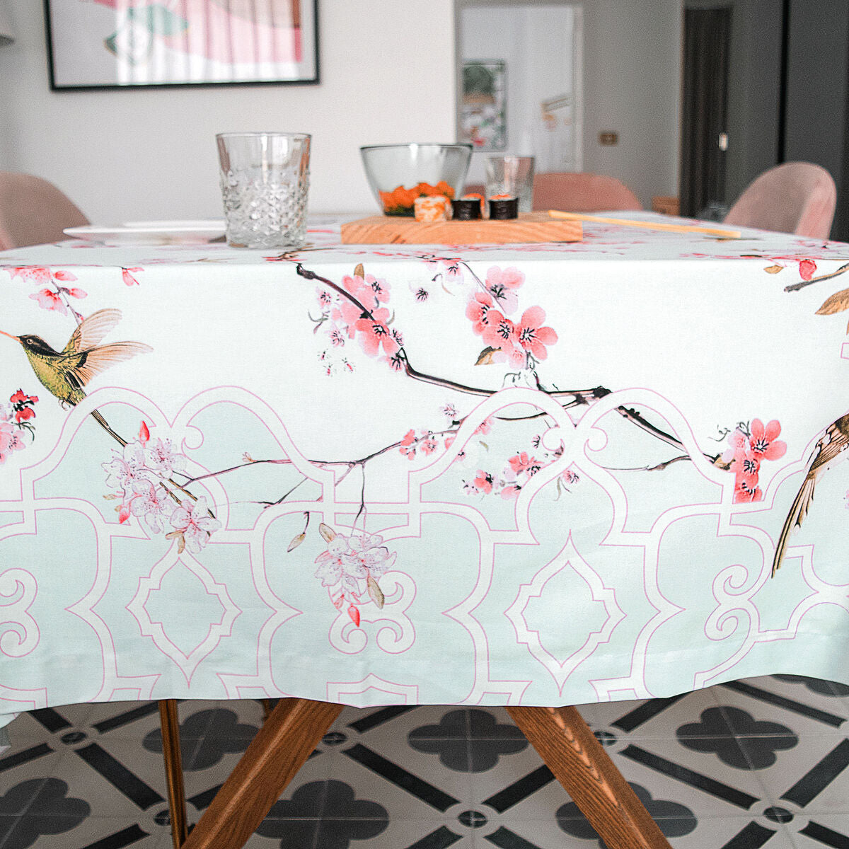 Tablecloth HappyFriday Chinoiserie Multicolour 150 x 150 cm HappyFriday