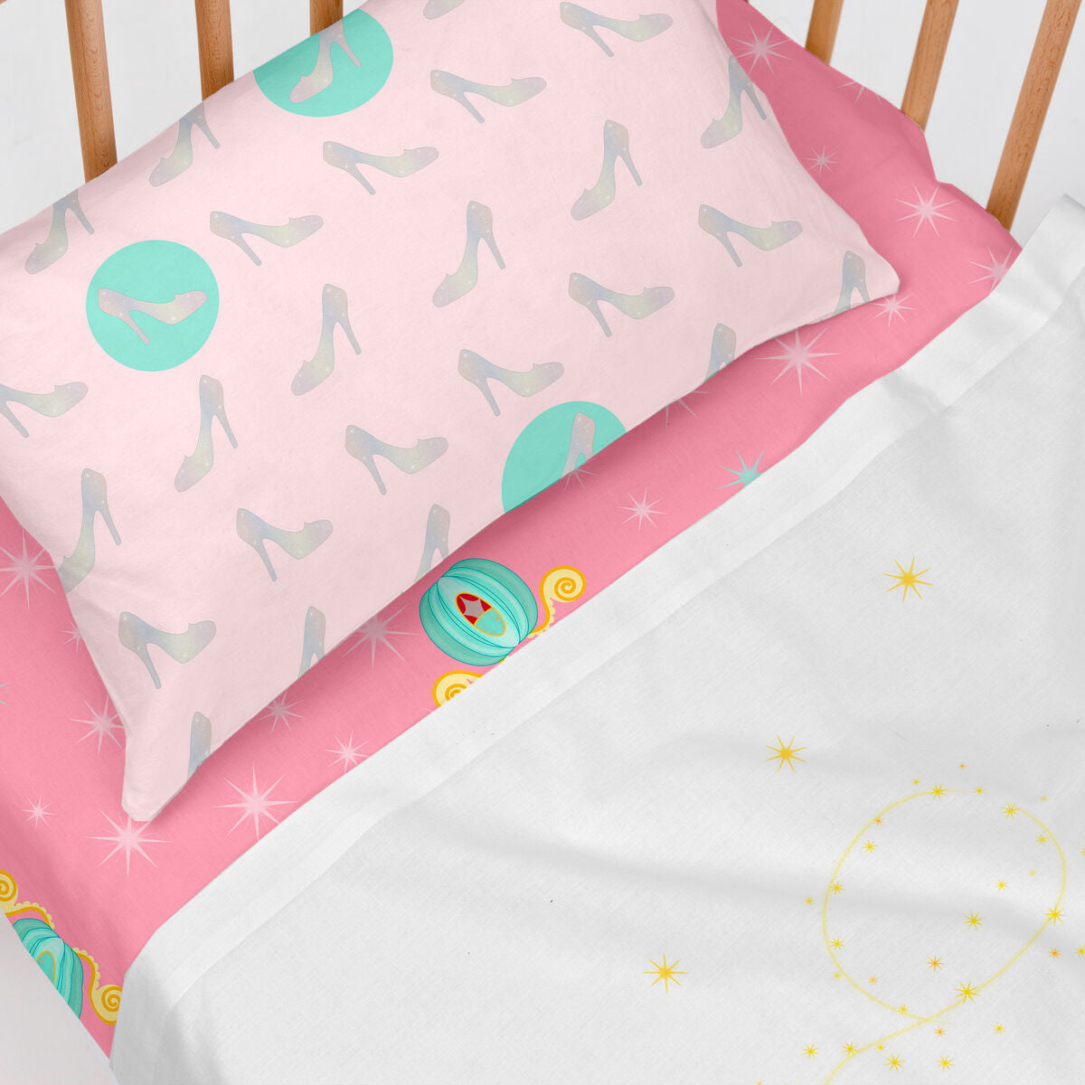 Fitted sheet HappyFriday MR FOX Multicolour Pink 60 x 120 x 14 cm HappyFriday