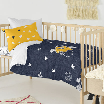 Duvet cover set HappyFriday Mr Fox Starspace Multicolour Baby Crib 2 Pieces