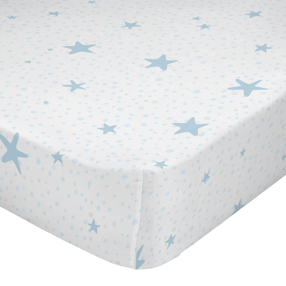 Fitted sheet HappyFriday BASIC KIDS Blue White 60 x 120 x 14 cm Stars HappyFriday