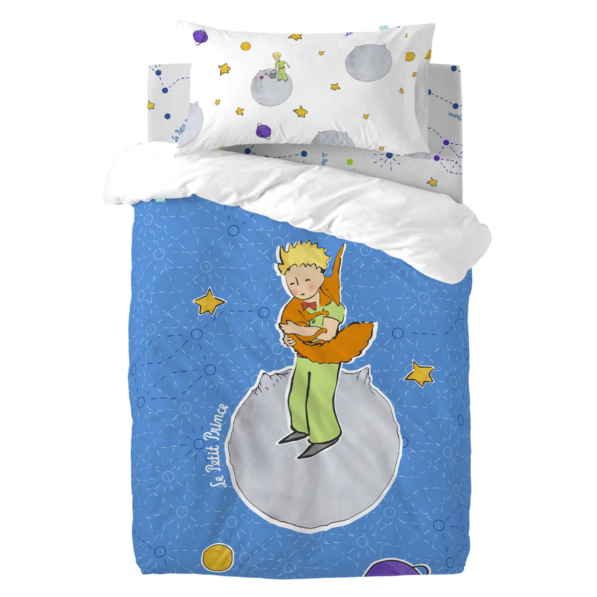 Duvet cover set HappyFriday Le Petit Prince Accolade Multicolour Baby Crib 2 Pieces HappyFriday