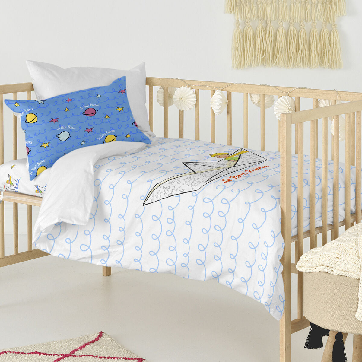 Duvet cover set HappyFriday Le Petit Prince Navire Multicolour Baby Crib 2 Pieces HappyFriday