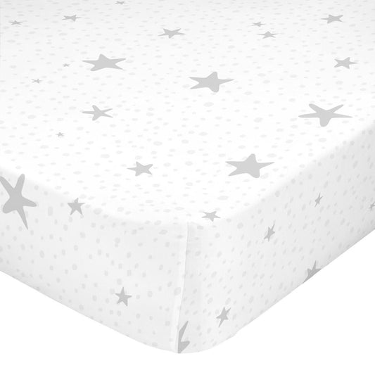 Fitted sheet HappyFriday BASIC KIDS White Grey 70 x 140 x 14 cm Stars