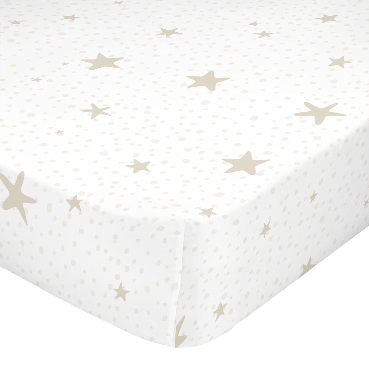 Fitted sheet HappyFriday BASIC KIDS White Beige 60 x 120 x 14 cm Stars HappyFriday