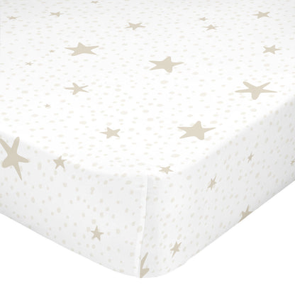 Fitted sheet HappyFriday BASIC KIDS White Beige 60 x 120 x 14 cm Stars HappyFriday