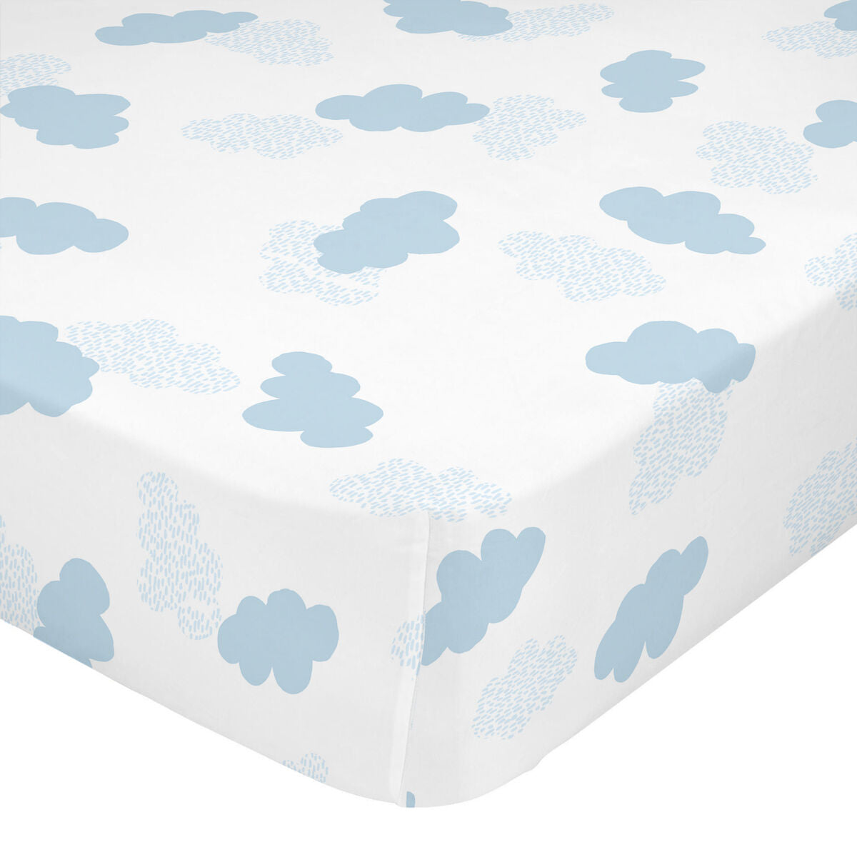 Fitted sheet HappyFriday BASIC KIDS Blue 60 x 120 x 14 cm Clouds HappyFriday