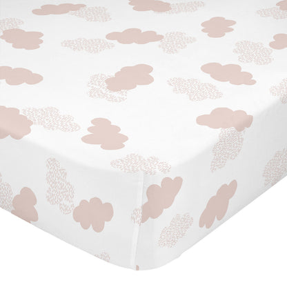 Fitted sheet HappyFriday BASIC KIDS Pink 60 x 120 x 14 cm Clouds HappyFriday