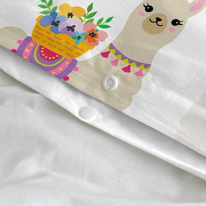 Duvet cover set HappyFriday Moshi Moshi Cute Llamas Multicolour Baby Crib 2 Pieces HappyFriday