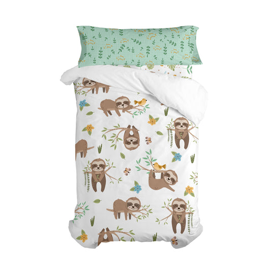 Duvet cover set HappyFriday Moshi Moshi Happy Sloth Multicolour Single 2 Pieces HappyFriday