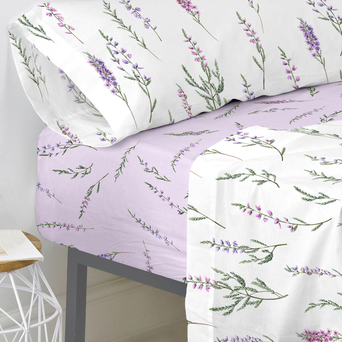 Fitted sheet HappyFriday Lavanda Multicolour 180 x 200 x 32 cm