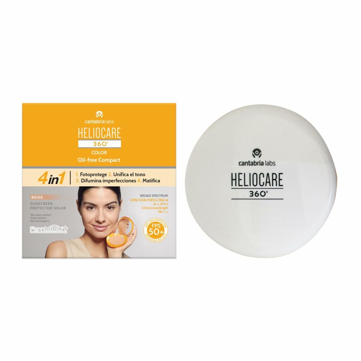 Sun Protection with Colour Heliocare 360 Compact Oil-Free Beige SPF 50+ 10 g Heliocare