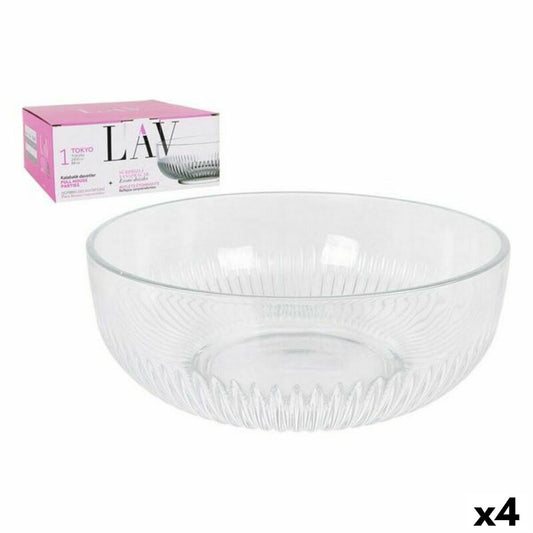 Salad Bowl LAV CP112-1 Transparent Crystal 23 x 23 x 10 cm (4 Units) (2600 cc) (ø 23 x 9,4 cm) LAV