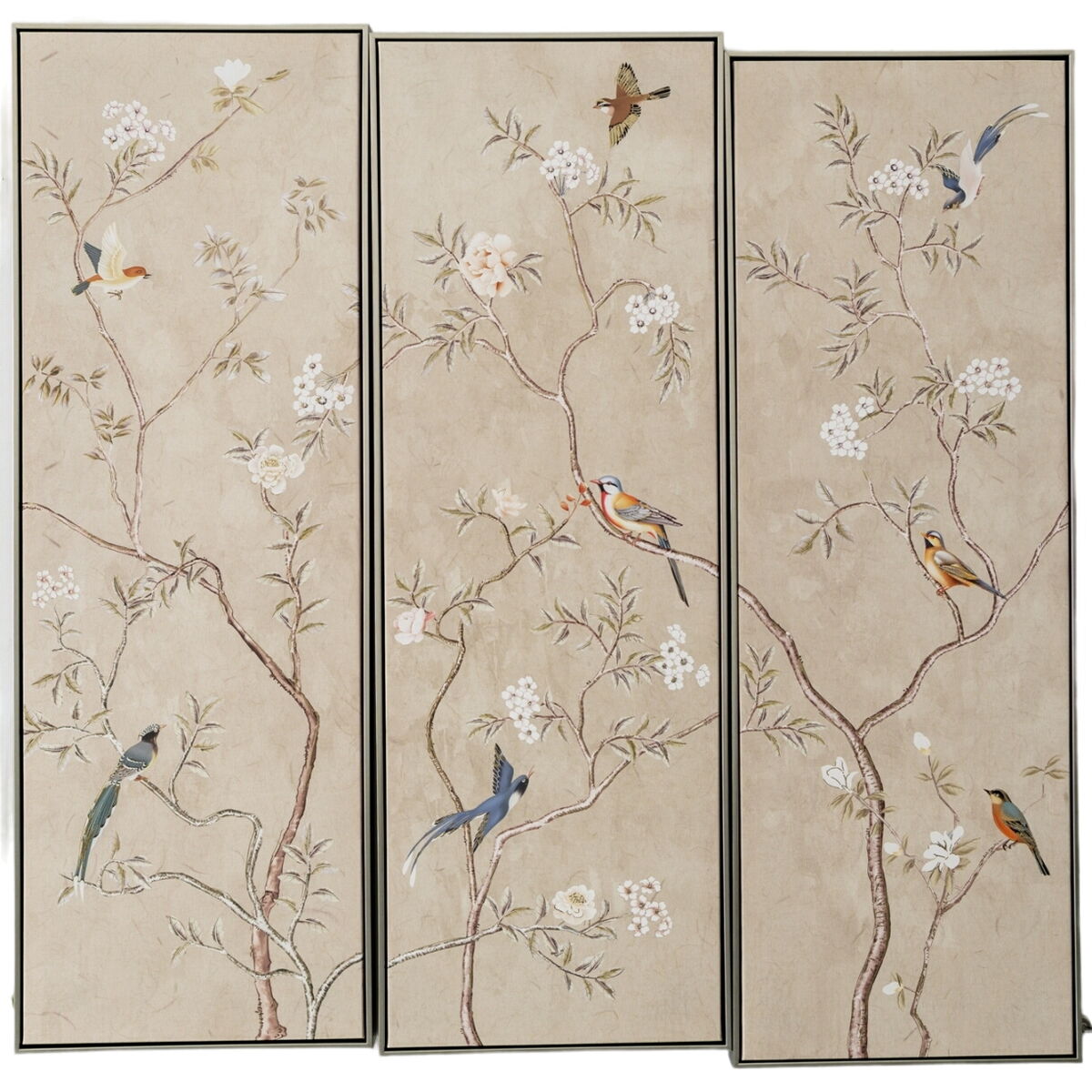 Set of 3 pictures Romimex polystyrene Canvas Birds 123 x 123 x 5 cm Romimex