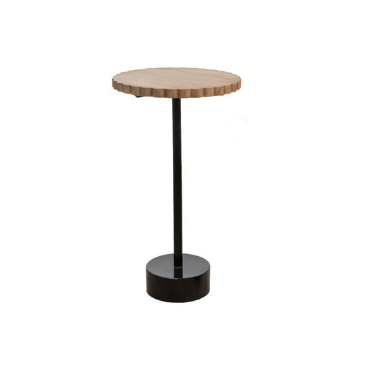 Side table Romimex Black Natural Metal MDF Wood 38 x 66 x 38 cm