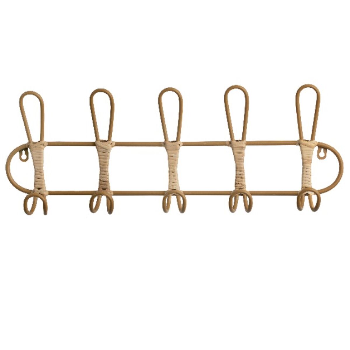 Wall mounted coat hanger Romimex Natural wicker 61 x 21 x 8 cm