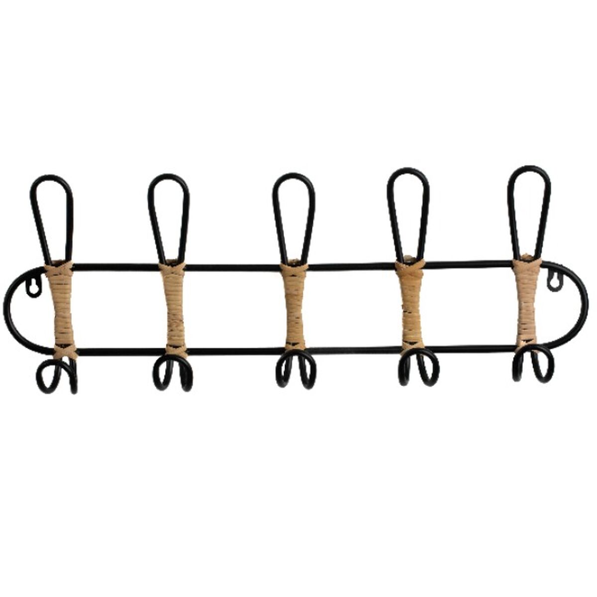 Wall mounted coat hanger Romimex Black wicker 61 x 21 x 8 cm