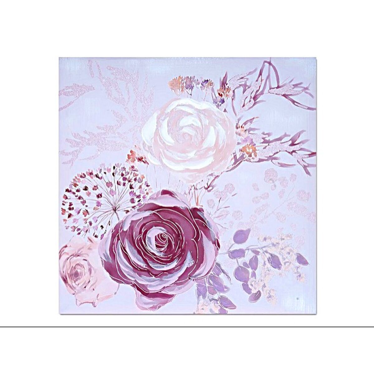 Painting Romimex Pink Canvas Roses 60 x 60 x 3 cm Romimex