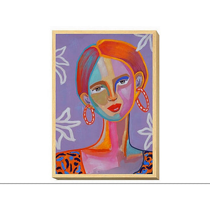 Painting Romimex Multicolour Canvas Lady 50 x 70 x 4 cm Romimex