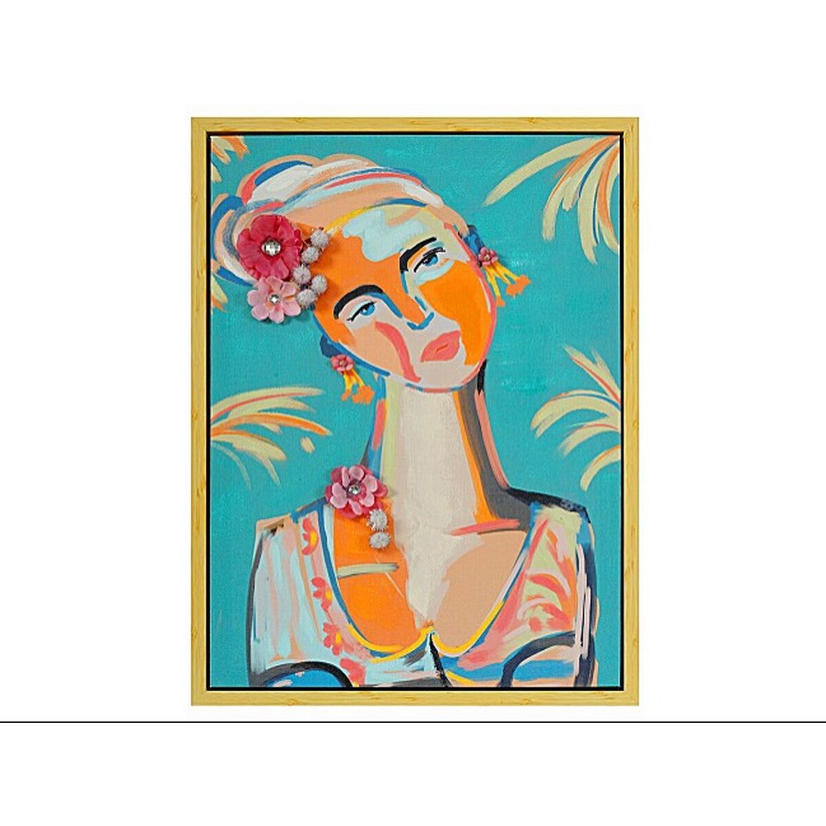 Painting Romimex Multicolour Canvas Lady 50 x 70 x 4 cm Romimex